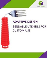 NEW 3 Piece Easy Grip Red Flatware Set, Bendable Built Up Fork, Knife, and Spoon