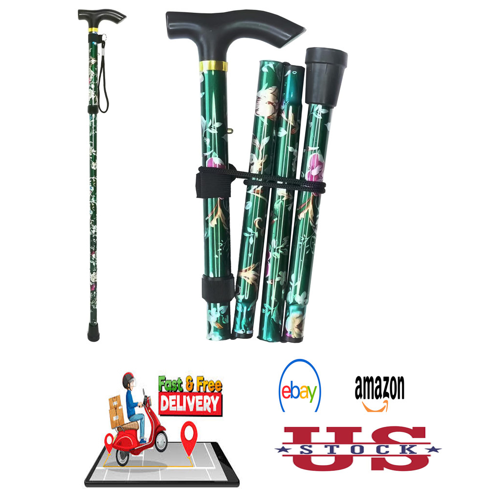 Folding Canes for Men and Women, Floral, Adjustable Height, Lightweight
