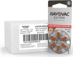 60 x Size 312 Rayovac Extra Advanced Hearing Aid Batteries – 10pk 60pc