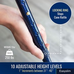 Folding Walking Cane Adjustable, Aluminum Shaft, Wood Handle, Floral, 250 lb