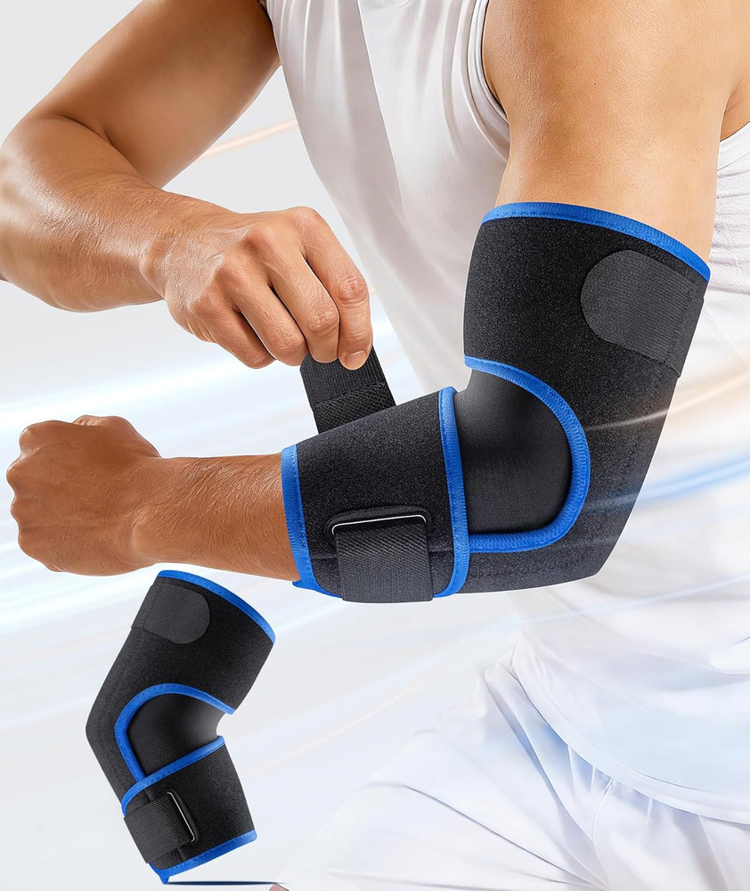 Elbow Brace for Tennis Elbow & Tendonitis- Adjustable Compression Sleeve Strap f