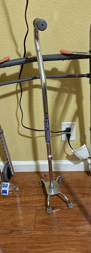 MIL MM Aluminum Adjustable Quad Cane, Large Base, Adjusts 29.5″-38.5″