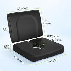 Comfortable Black Wheelchair Cushion Set – 18”x16” for Ultimate Relief & Support