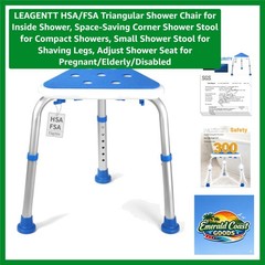 T HSA/FSA Triangular Shower Chair for Inside Shower, Space-Saving Corner Show…