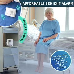 Bed Alarm Caregiver Pager with Wireless Motion Sensor Alarm Indoor Fall Preve…