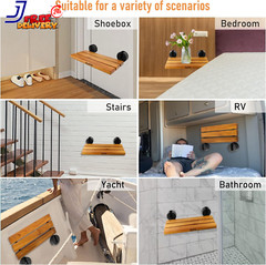 20″Teak Folding Shower Seat Wall Mounted Fold Down Brushed Nickel & Yellow 440lb