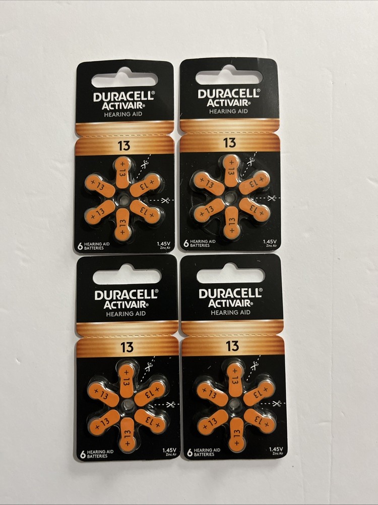 NEW 24ct Duracell Activair 13 Hearing Aid Batteries Orange Germany Exp 2029
