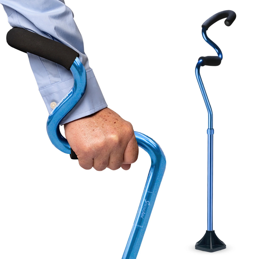 StrongArm Comfort Walking Cane w/ Self Standing Base Lightweight + Adjustable