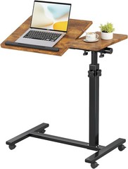 Adjustable Overbed Laptop Desk Rolling Tray Table With Wheels Height Adjustable