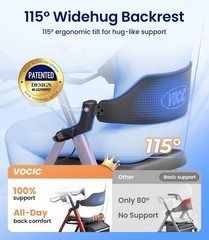 Ergonomic Rollator Walker with Seat, Supports 350lb, All-Terrain 8″ Wheels