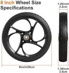 BlessReach 2PCS 8 Inch Walker Wheel, 5/16″ (8 mm) Bearing Solid Replacement W…