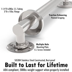 18 inches Designer Bath Safety Grab Bar with Anti-Slip Peened Grip, ADA Compl…