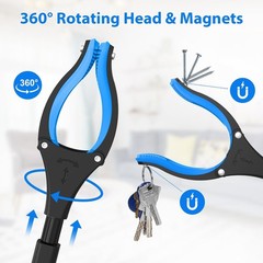 34″ Heavy-Duty Grabber Reacher Tool 2-Pack: Foldable with 360° Rotating Head