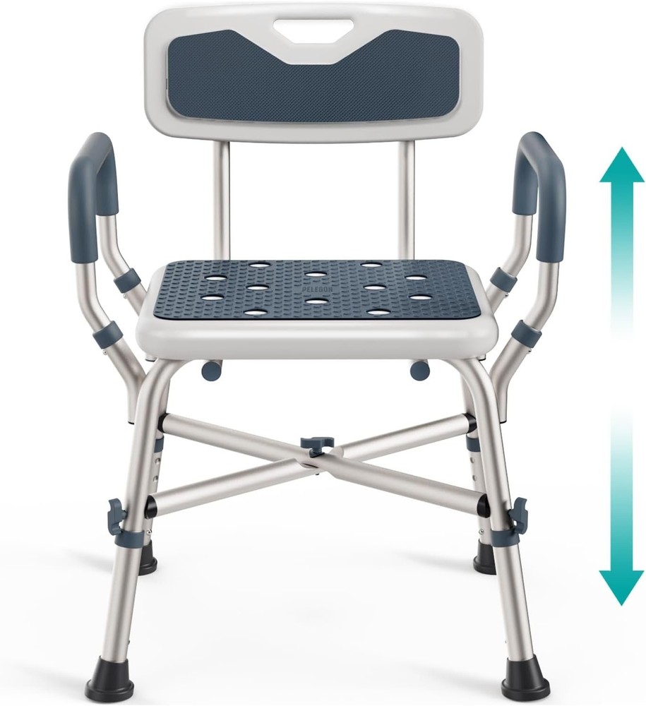 PELEGON Shower Chair for Elderly Disabled 450lb Padded Armrests Back #R047