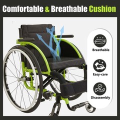 All Aluminum Foldable Lightweight Wheelchair, Adult Sport Wheelchair, 24″ Quick