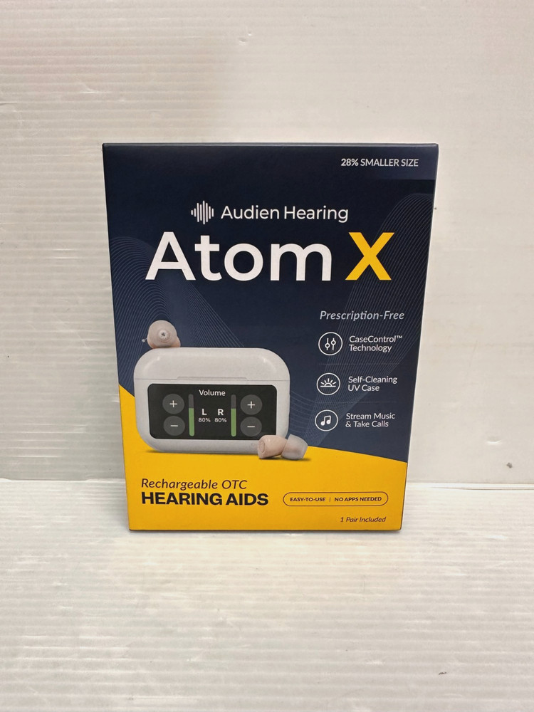 AUDIEN HEARING ATOM X RECHARGEABLE OTC HEARING AIDS -NEW-