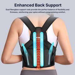 Fit Geno Posture Corrector for Women & Men: Adjustable Medium/Large, Black