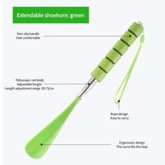 Stretchable Metal Shoehorn 30‑71cm Long Handle Elderly Pregnant Aid Tool
