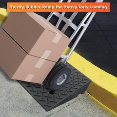 Weather-Resistant Rubber Curb Ramps – 2 PCS, 19.6″ x 19.6″ x 6″ for Safe Access