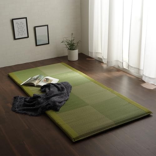IKEHIKO Rush Grass Sheet/Mattress Pad Noah Easy Single Green Approx. 90 x 200 cm