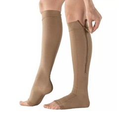 Silver StepsTM EZ Zip Open Toe Compression Socks, 20-30 mmHg