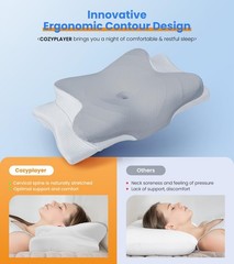 Cozyplayer Ultra Pain Relief Cooling Pillow For Neck Support Adjustable