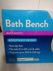 Walgreens Bath Bench ~Adjustable Hight ~Fits Tubs 17″ & Wider~Holds Up To 300lbs