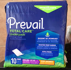 Prevail Total Care Underpads XL 30 x 30 Moisture Proof Barrier 10 ct, 120 case