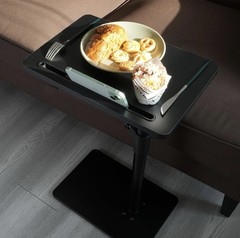 Adjustable Height Black Metal Overchair Table 18-33in, 15.75 x 11.81in