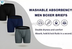 3pcs Men’s 200ml Absorbent Incontinence Briefs Washable Reusable Cotton Boxers