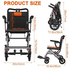 Ultra Lightweight Elderly Transport Wheelchair Portable Folding Transport Chair