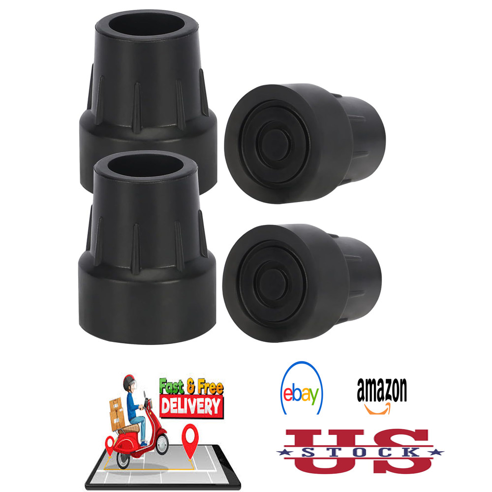 Rubber Cane Tips 1 inch Heavy Duty End Stoppers for Walking Cane Crutches Walker