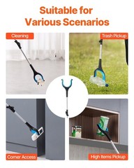 2-Pack 34in Long Handle Reacher with 360° Jaw and Magnetic Tips