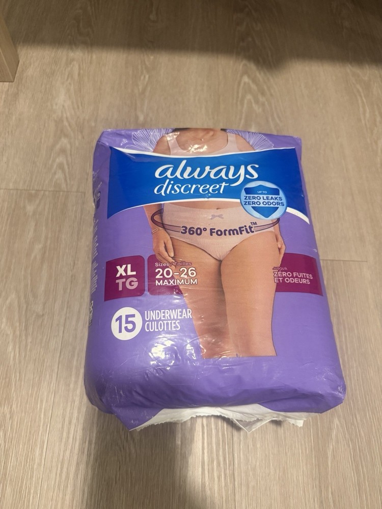 Always Discreet Adult Incontinence & Postpartum Underwear, Extra Large 15 Count