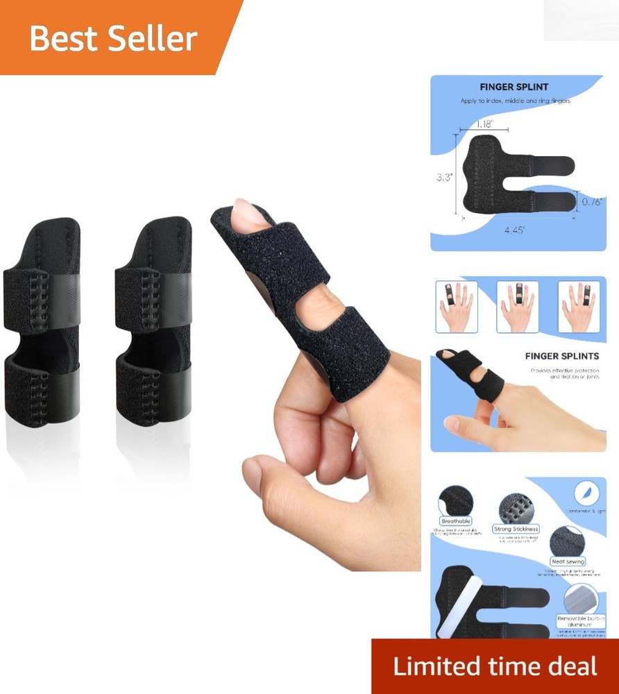 2-Pack Universal Finger Splint for Arthritis & Sprain Relief, Adjustable Fit