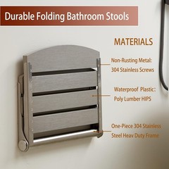 Folding Shower Seat Wall Mount 17.5″ Foldable Bench Bathroom Grey 400 Lb
