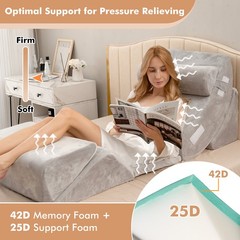 6pcs Orthopedic Bed Wedge Pillow Set Post Surgery Memory Foam for Back Neck Leg