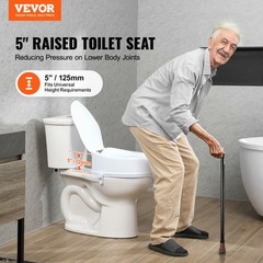 VEVOR Raised Toilet Seat 5″ Raised 300 lbs Universal Toilet Riser for Elderly