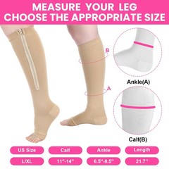 Nuanchu 5 Pairs Women Toeless Open Toe Zipper Large-X-Large, Multicolor