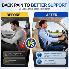 Memory Foam Seat Cushion W/Lumbar Support Pillow For Back & Sciatica Pain Relief