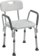 Drive Medical Shower Chair with Back & Padded Arms -Adjustable Bath Seat Dmg Box