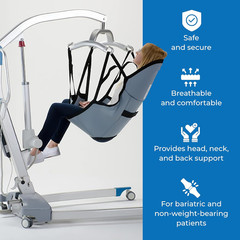 Comfort U-Sling with Head Support – Safe Lifting for Elderly & Bariatric, 225Lb