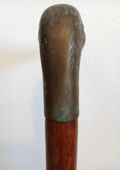 Vintage Brass Duck Head Walking Cane 36” Light Wood Collapsible 2 Piece Stick