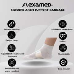 FlexaMed Silicone Arch Bandage (Pair) – Eases flat feet, plantar fasciitis pain