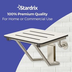 Stardrix 18″ x 16″ White Folding Shower Seat Bench Wall Mount Foldable Bathroom
