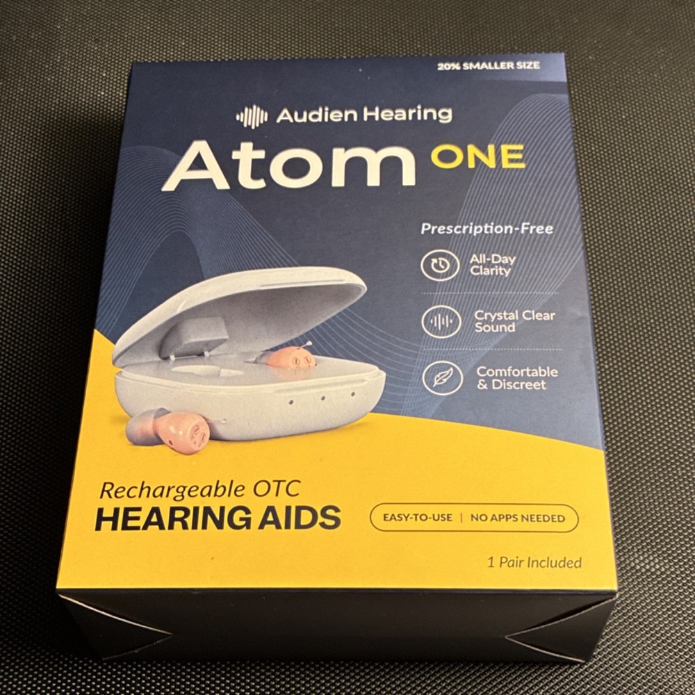Audien Hearing Atom ONE CIC Rechargeable Digital Hearing Aid Crystal Clear Sound