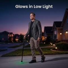 Foldable Walking Cane 350 Lbs Load Adjustable Height – Glow-in-the-Dark Tip