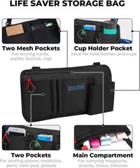 Wheelchair Armrest Bag with Cup Holder, Walker Bag. Black & Blue See Description