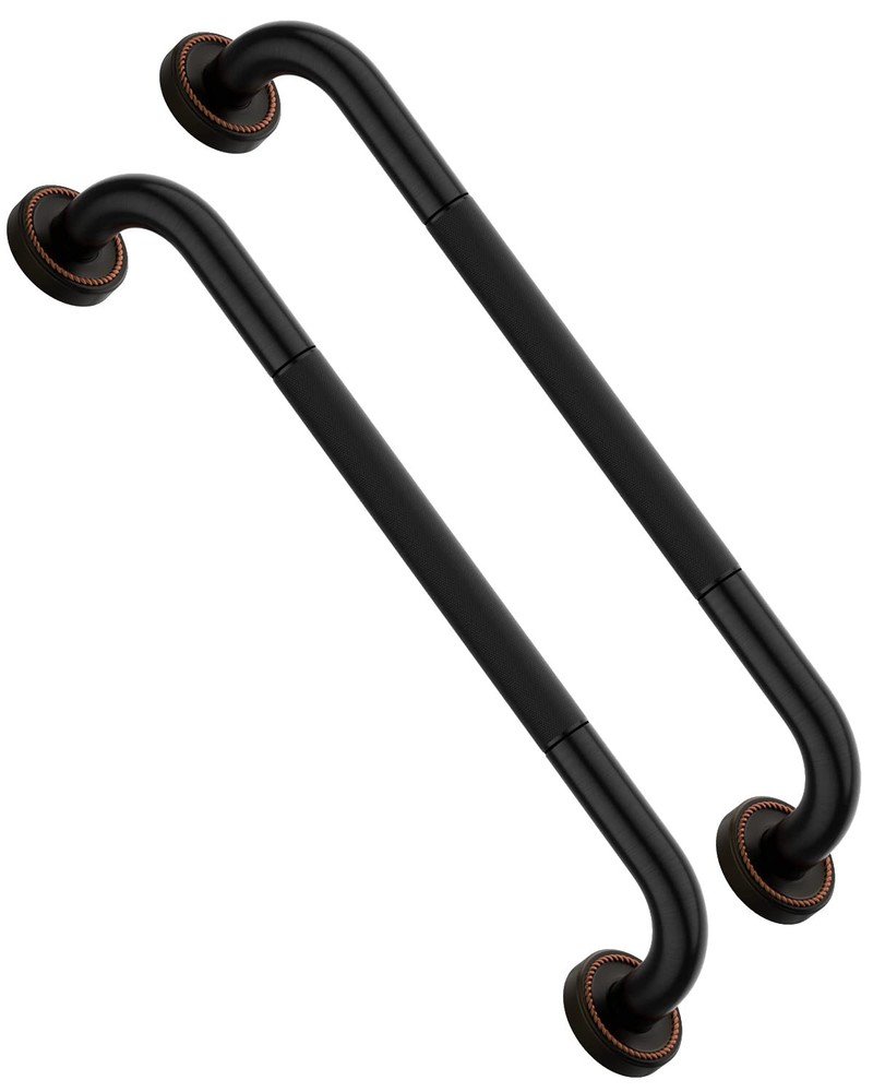 2 Pack 20 Inch Bronze Shower Grab Bar Matte Black, Munzong Antique Brass Bathroo