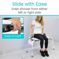 Sliding Shower Chair & Tub Transfer Bench Ergo with Arm Rest up to 300 LBS